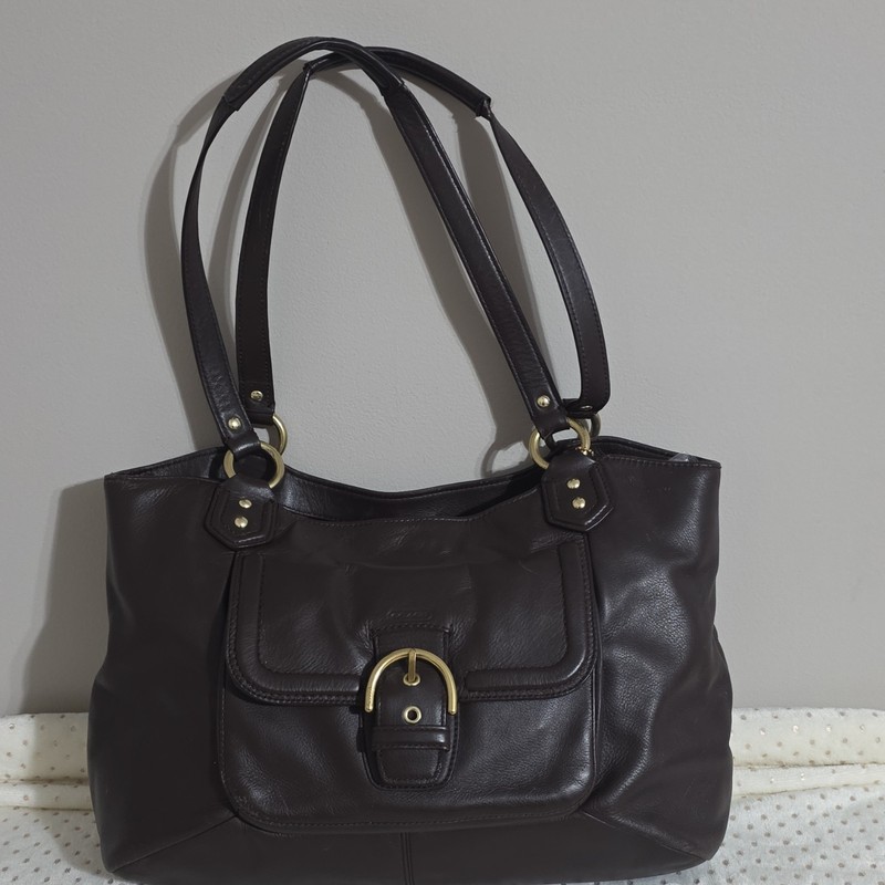 Coach Campbell Belle Dark Brown Leather Handbag Carryall Shoulder Purse