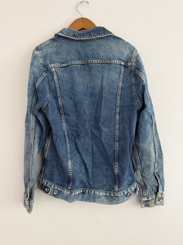 ZARA MAN Men’s M Blue Distressed Button-Front Short Jean Jacket gallery