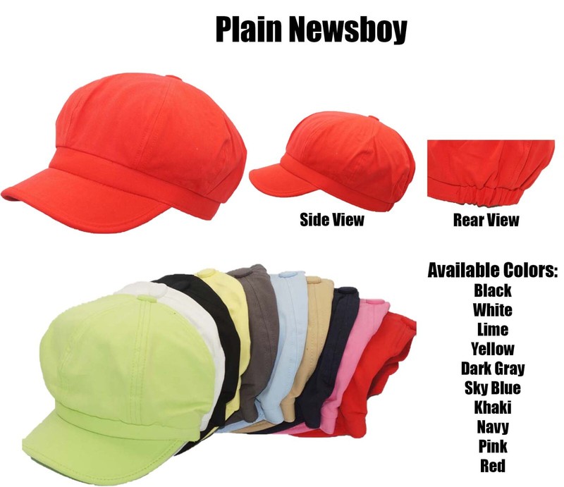 Women’s Lightweight 100% Cotton Soft Fit Newsboy Cap with Elastic Back