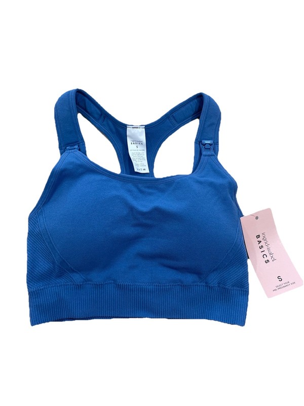 Ingrid & Isabel Womens Seamless Wireless Maternity Nursing Sports Bra Sz S Blue