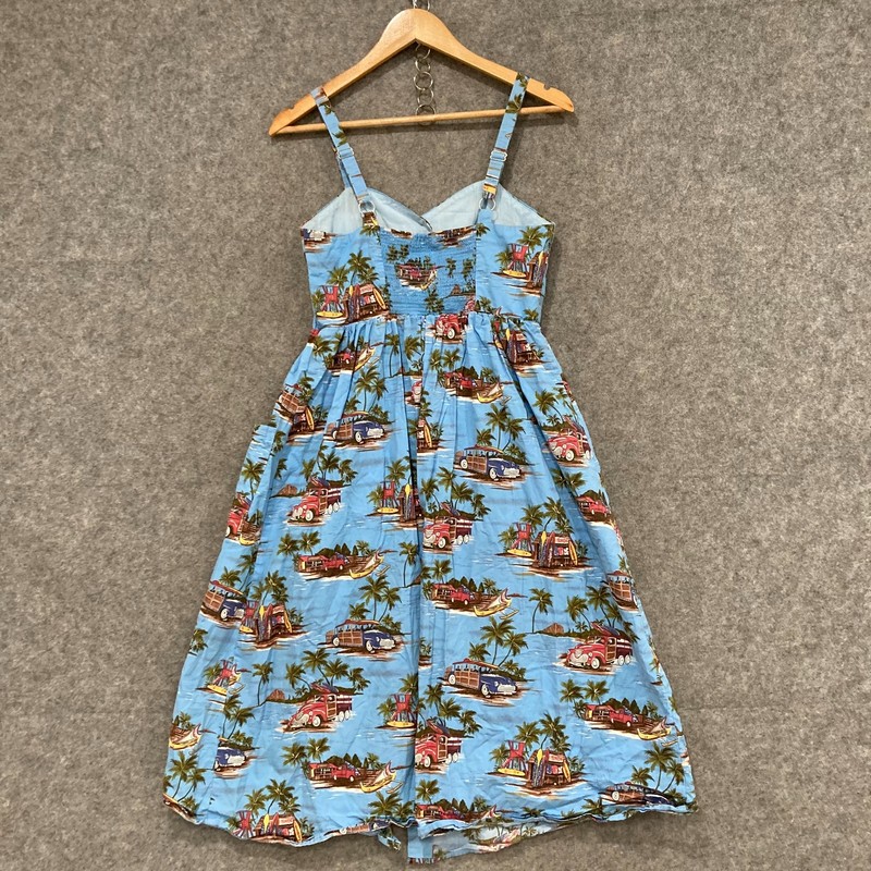 Sunny Girl Womens Dress Size 10 Blue Sleeveless Cotton Pockets A-Line 44328 gallery