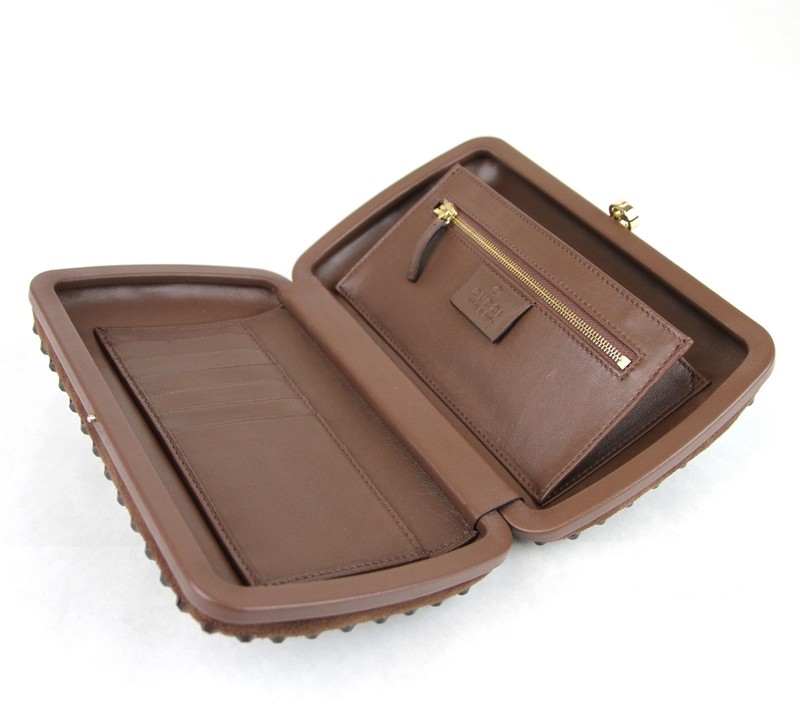 $1950 New Gucci Broadway Suede Evening Bag Clutch Crystal Brown 310005 5471 d3 gallery
