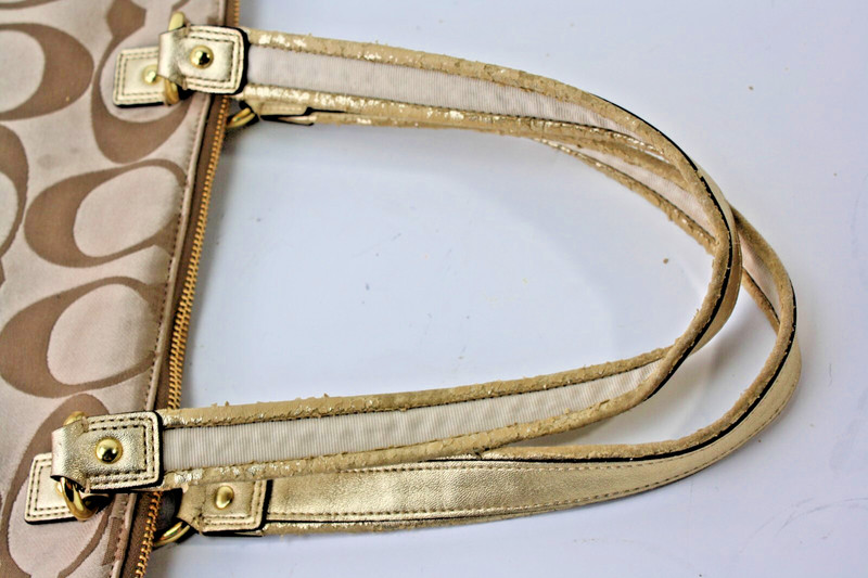 Coach Poppy Daisy Signature Tote Shoulder Bag Purse F20026 Gold READ gallery