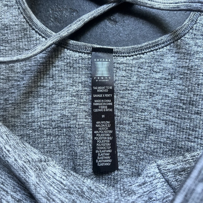 SAVAGE x FENTY Seamless Rib Sport Low Impact Bra — Heather Grey — Womens 2X gallery