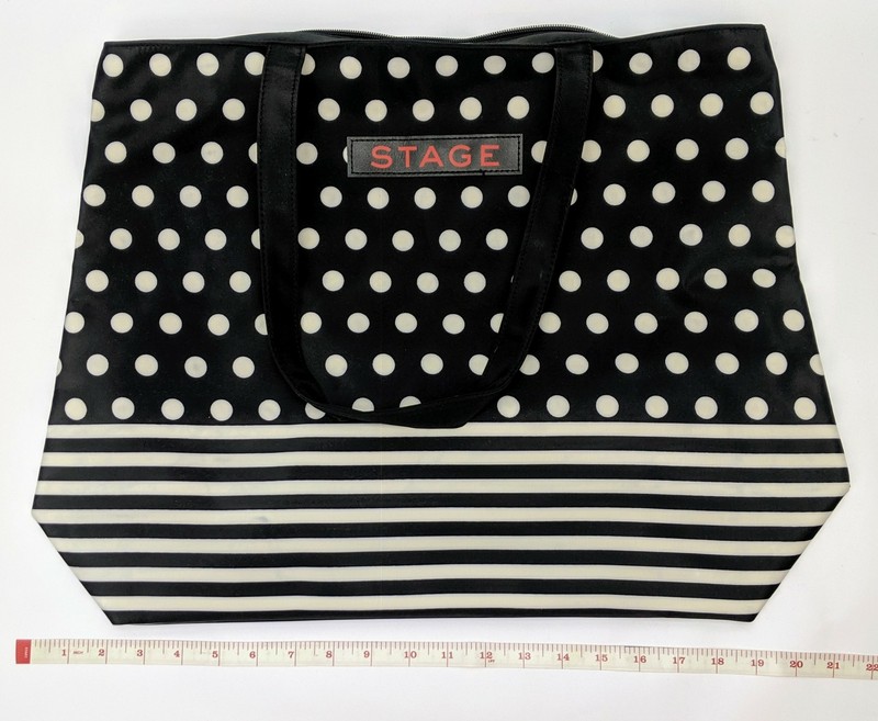 Stage Black and White Polka Dot and Stripe Tote Bag 16 in x 21 in NWOT gallery