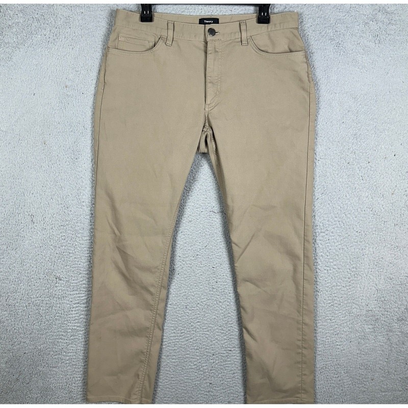 Theory Pants Mens 34 Tan Haydin JE N Z Sport Twill 2 Khakis Chino Slim 5 Pocket