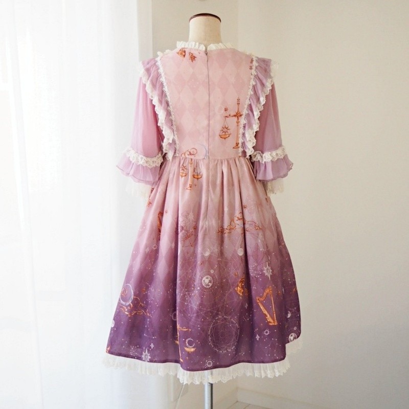 RARE Angel's Heart Celestial Lolita OP Dress Purple Galaxy Star Tea Party Kawaii gallery