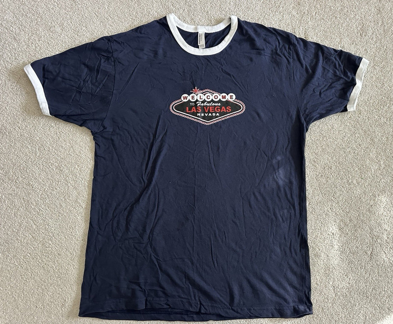 American Apparel Las Vegas Graphic Ringer Tee Navy/White Fine Jersey Men’s L