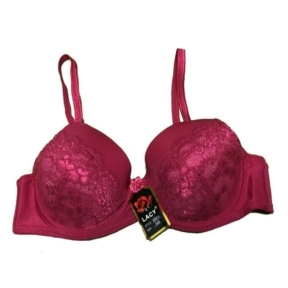 Lacy Bra 34B Pink Lace Underwire NWT 34 B 82614 Nylon Sexy Valentine Underwire