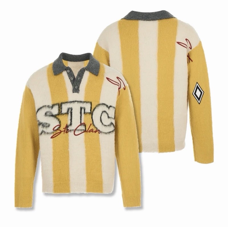Steepc Vertical Stripe BrushedKnit Polo Sweater Size 2