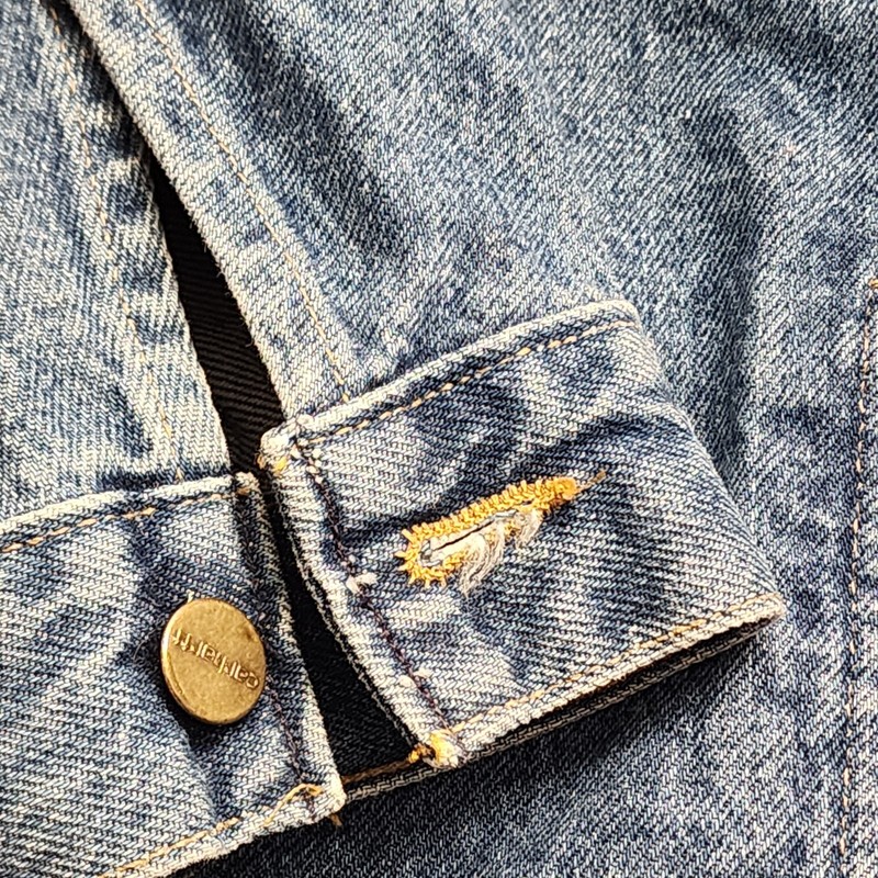 Vtg 90s Carhartt J12 DST Denim Trucker Jacket Mens 2XL Tall Made in USA 1999 2XL gallery