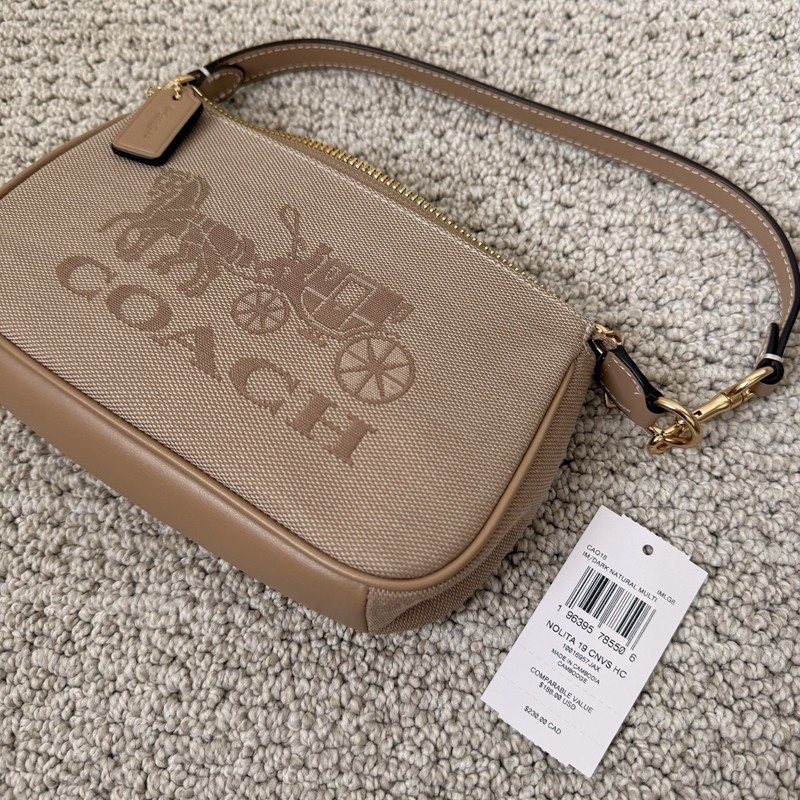 NWT 🍃 COACH Nolita 19 Bag With Horse & Carriage Dark Natural Beige Canvas CAQ18 gallery