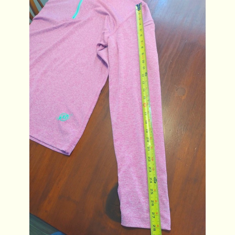 ATHLEISURE Pink Heather 1/4-Zip Lightweight Thumbhole Activewear Workout Large gallery
