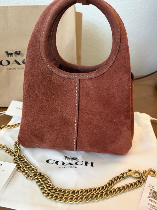 Brand New Coach Suede Lana 19 in Clay with brass hardware gallery