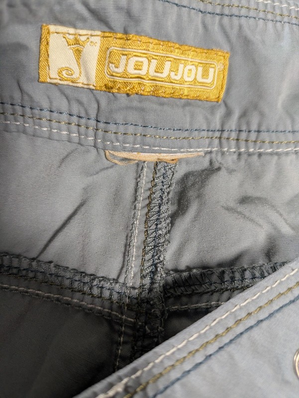 Joujou Cargo Pants Womens LG Gray 34W 25L Wide Leg Zip Pockets Grunge Straps Y2K gallery