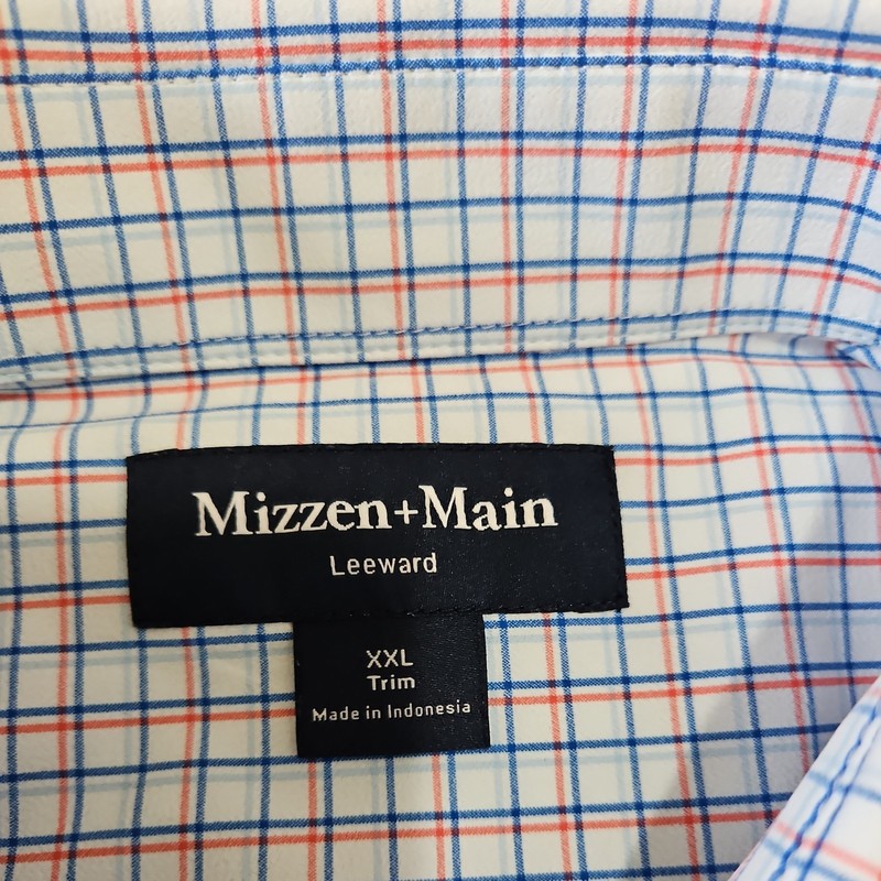 Mizzen Main Shirt Mens Large Leeward Trim Fit Gingham Stretch Long Sleeve Blue gallery