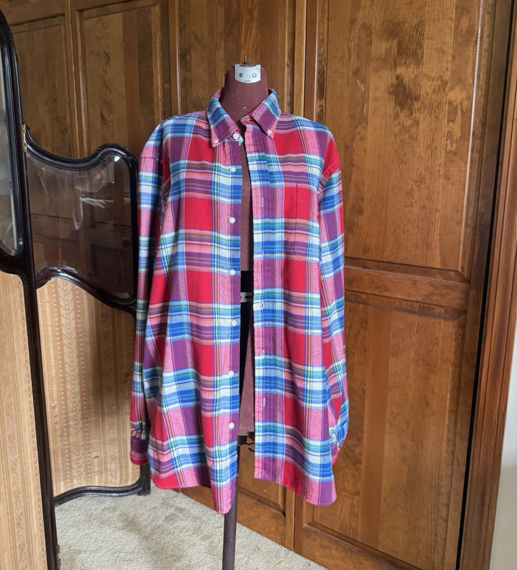 Polo Ralph Lauren Mens Classic Fit Flannel Plaid Long Sleeve Button-Up XL