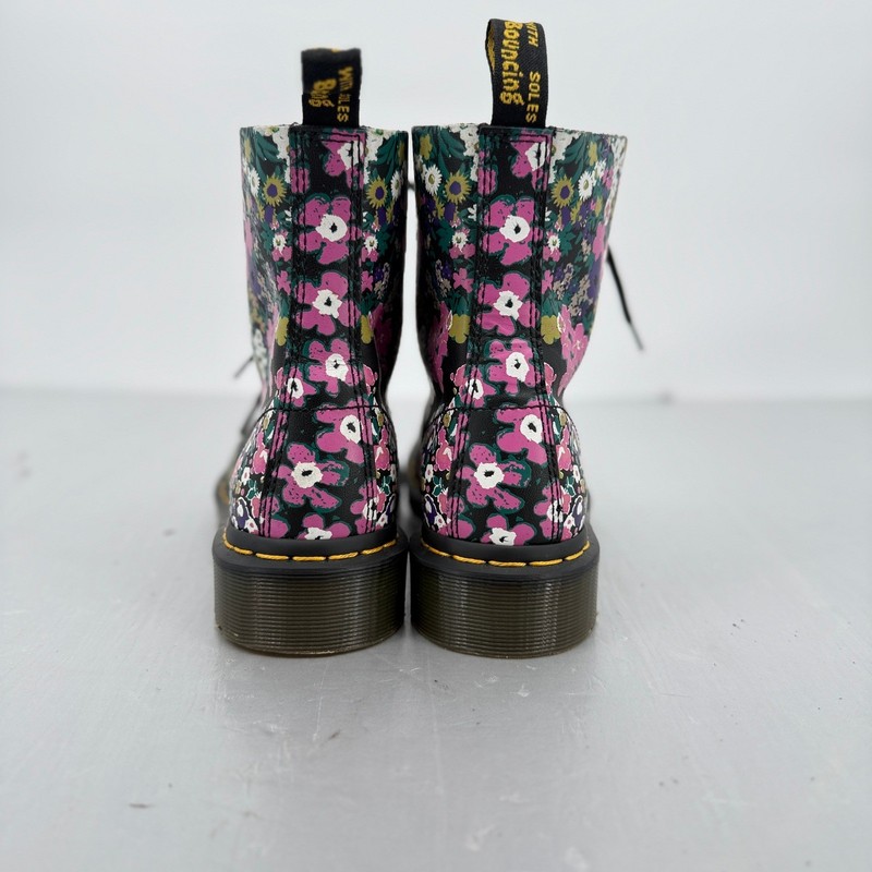 Dr. Martens 1460 Pascal Wanderlust Floral Black Leather Combat Boots Womens 8 gallery