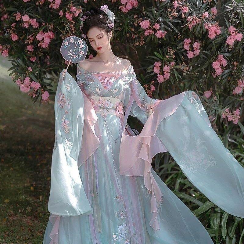 Chinese Hanfu Dance Dress Women Printed Shirt Hanfu Set Carnival Fairy Cosplay gallery