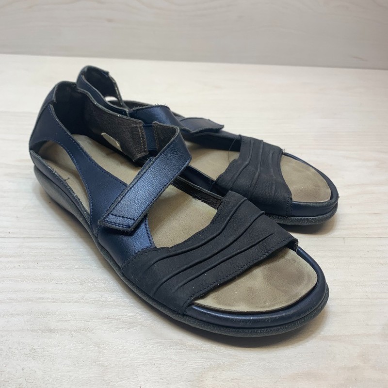 Naot Sandal Womens 38 Blue Papaki Open Toe Slip On Wedge Casual Comfort Leather
