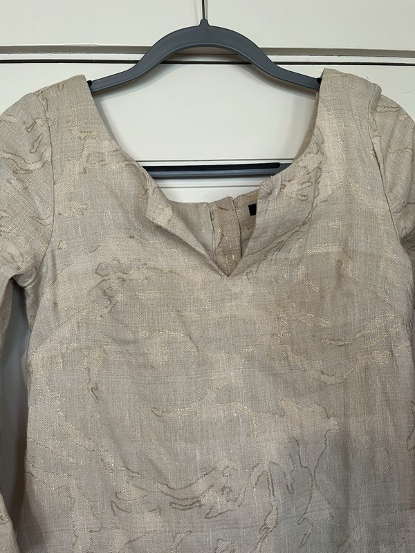 J.CREW Dress Womens S Size 0 Beige Gold Woven Linen Silk Cotton Sheath gallery