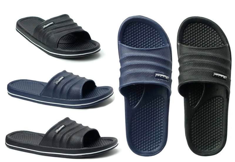 Men’s Sports Slide Beach Sandals Soft Heavy Duty Beach Shower Pool Gym–