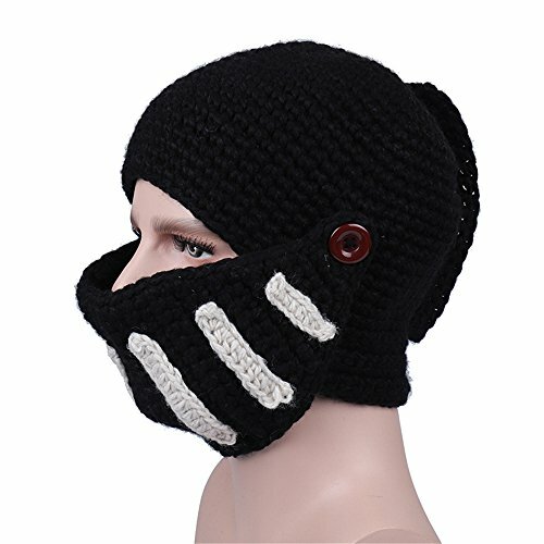 Roman Knight Helmet Visor Cosplay Knit Beanie Vinking Hat Cap Wind Mask Black gallery
