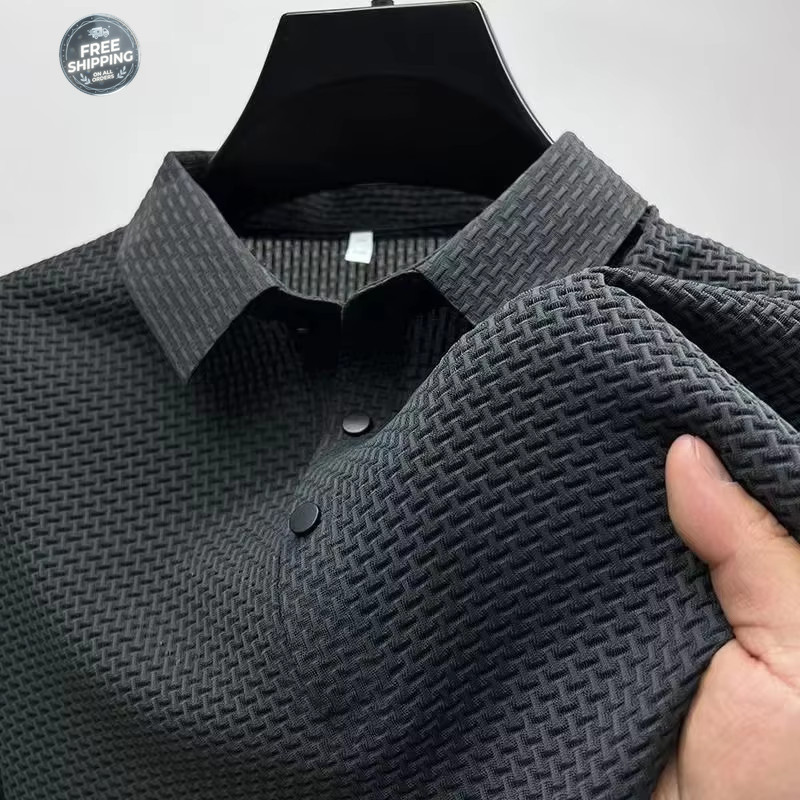 Men's Breathable Summer Polo Shirt Short Sleeve Business Casual Solid Top Gift