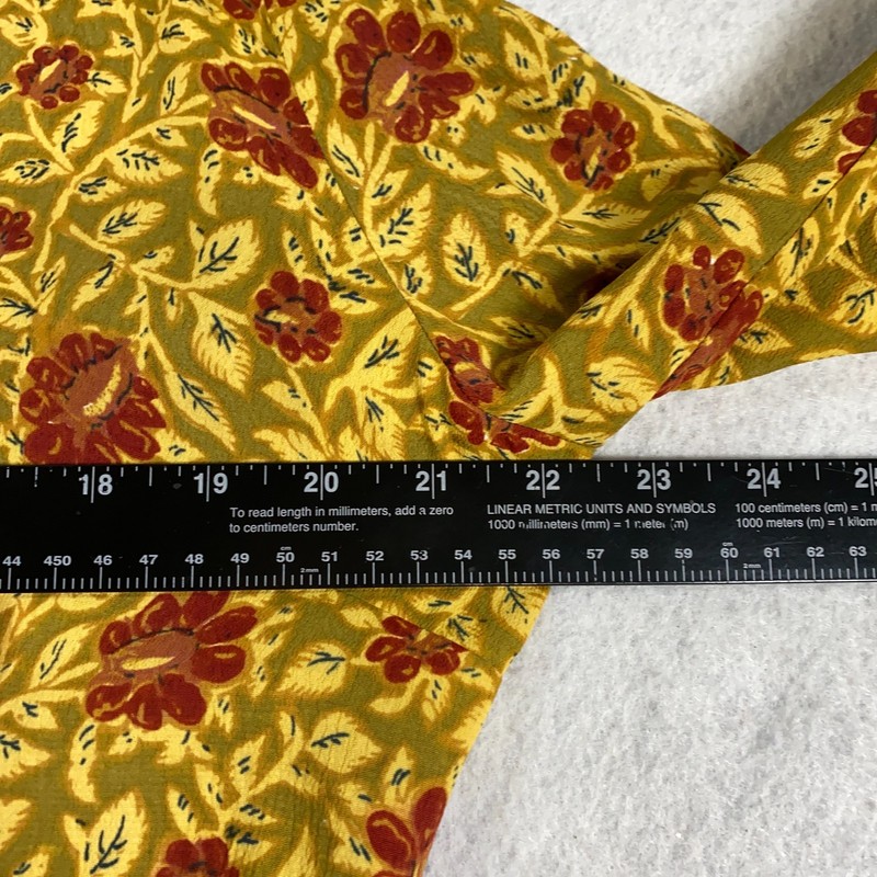 VTG Linda Bertozzi Womens Blouse Sz 3 US XL Gold Red Floral 3/4 Sleeve gallery