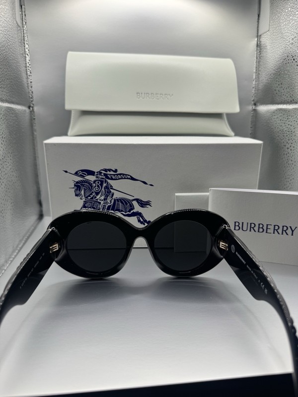 Burberry B 4370-U Women's Round Sunglasses Black Frame Gray Tinted UV400 49-22 gallery
