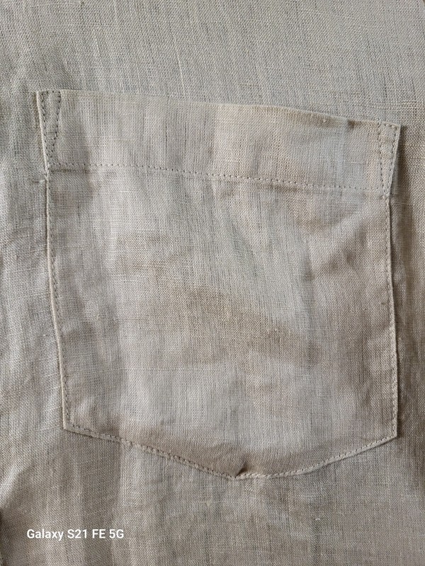 GAP Boyfriend Shirt 100% Linen Women S Biege Long Sleeve Button Up Casual Classy gallery
