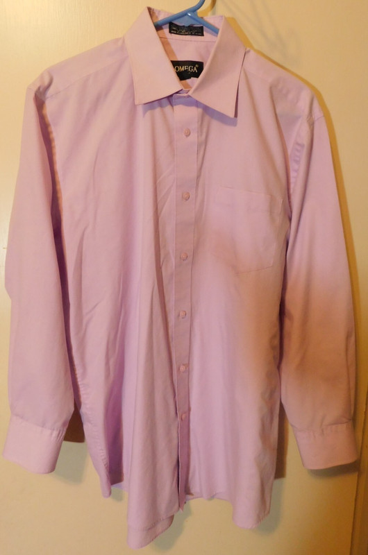 Omega Italy~Men's 16-16 1/2 Large (32-33)Long Sleeve Shirt RN#153145 Pink/Purple gallery