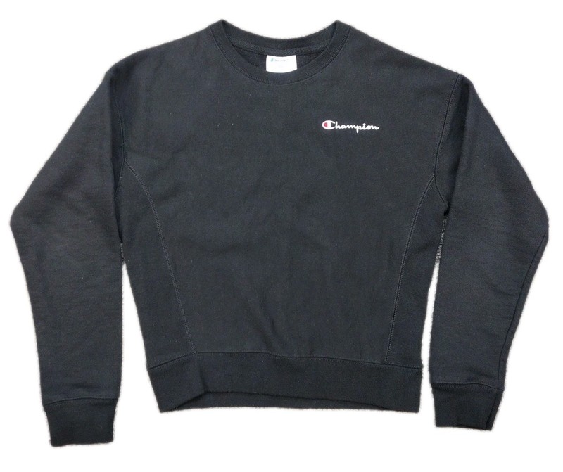 Champion Sweatshirt Mens Small S Black Reverse Weave Script Spell Out Sweater