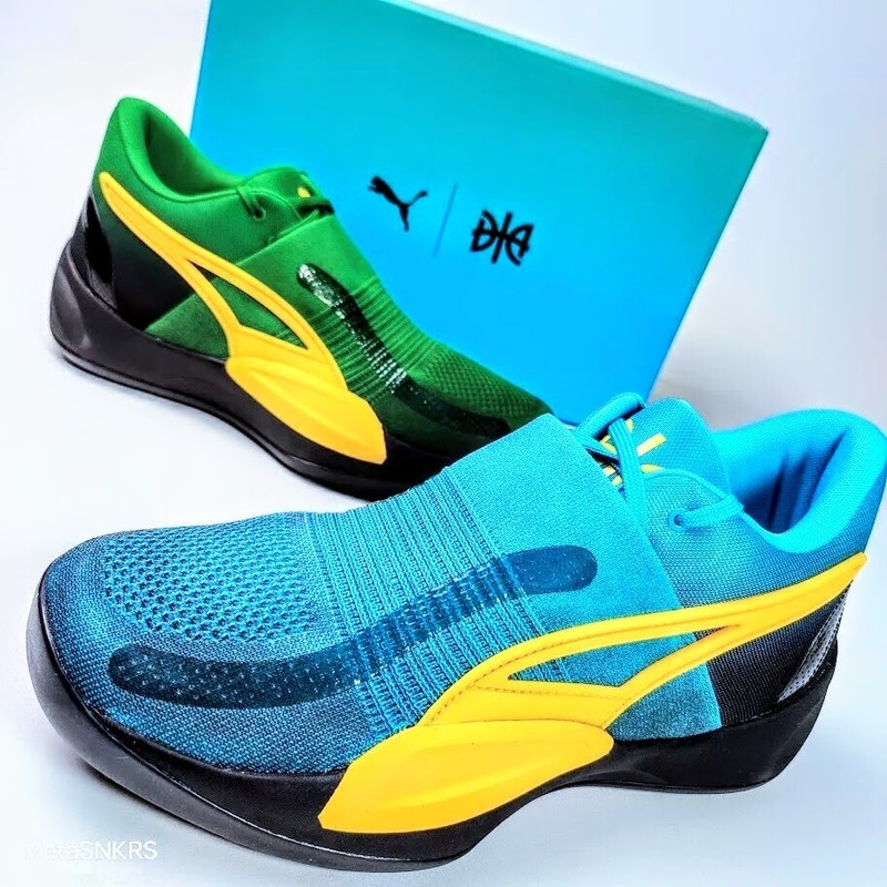 Puma Rise Nitro US 10.5 Men’s Blue Green Yellow Basketball Rare 378489 01 NIB