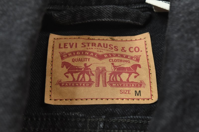 Levi's Original Puff Sleeve Trucker Jacket Womens Medium Black Long Sleeve Denim gallery