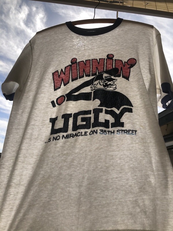 VTG 1983 Chicago White Sox Ringer Paper Thin T-Shirt Winnin Ugly 35th St. Sz L