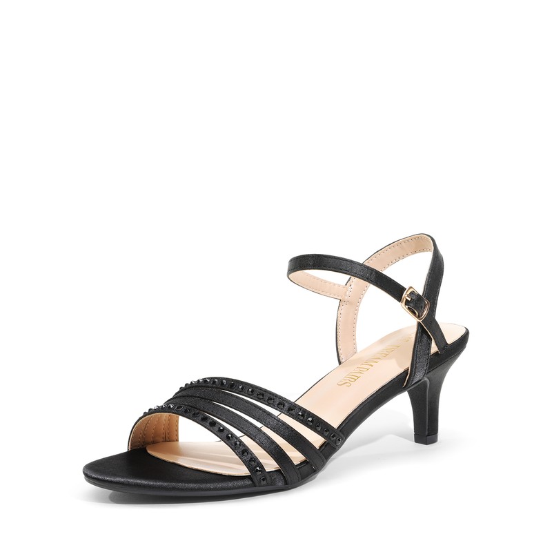 Women Ankle Strap Open Toe Low Kitten Heel Wedding Party Dress Heel Sandals NEW