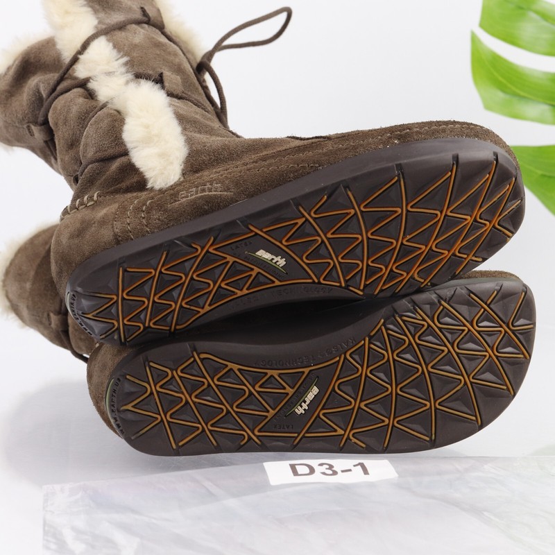 Kalso Earth Womens Mirrage Boot Size 7.6 Brown Suede Sherpa Negative Heel Mid gallery