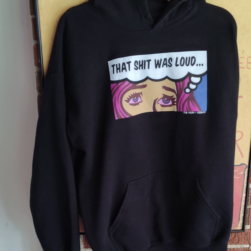 The High & Mighty Men’s L Black Pullover Hoodie Graphic Print Kangaroo Pocket