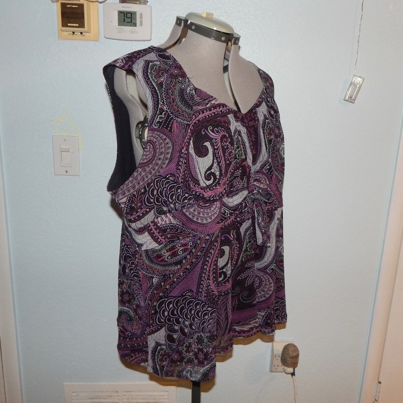 Apt 9 Plus Size 3X Black Purple Paisley Bohemian Top Blouse Shirt Boho Tie gallery