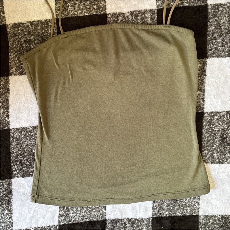rue21 Women’s Green Solid Knit Stretch Scoop Neck Spaghetti Strap Cami M