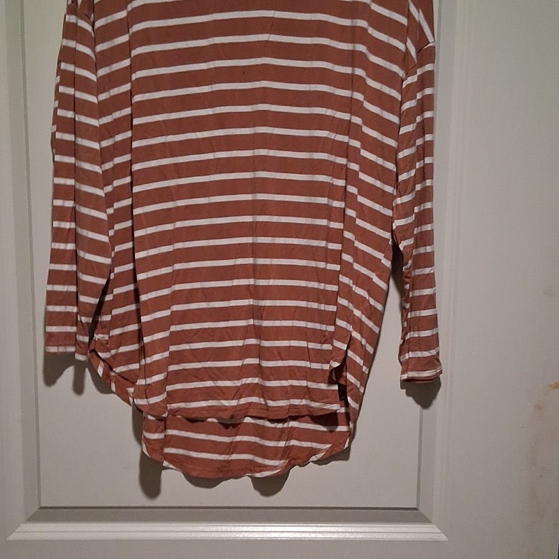 Old Navy Brown/White Striped Stretch Knit Pullover Long Sleeve Top Women’s XL