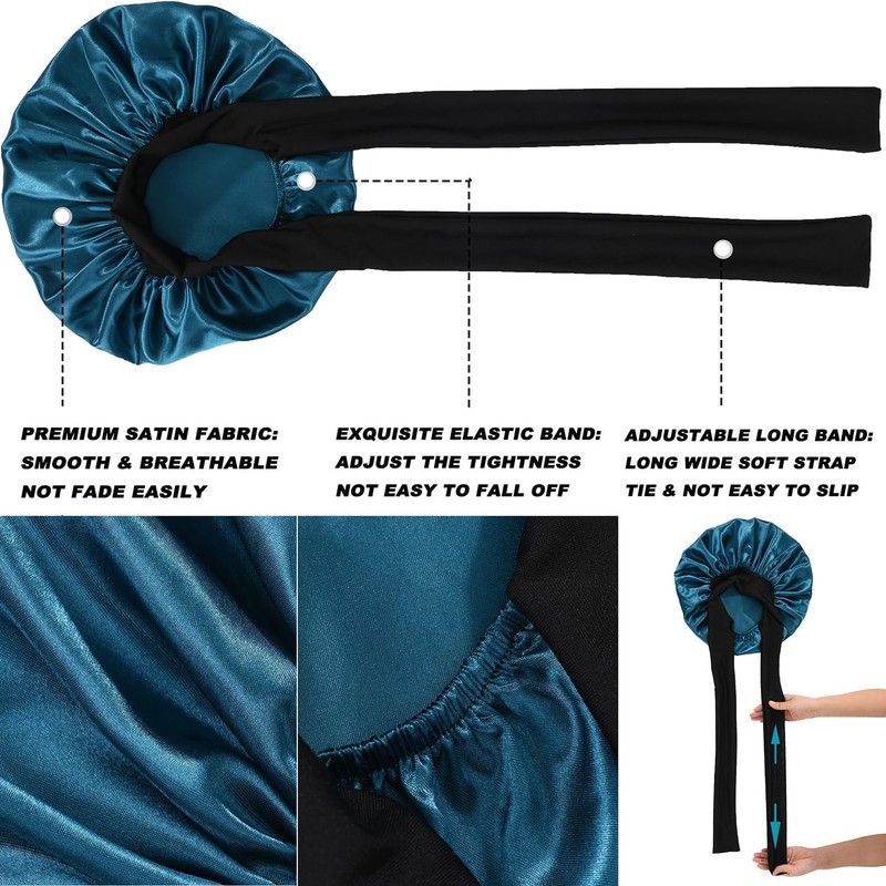 3 Pcs Silk Bonnet for Sleeping, Hair Bonnets with Tie Band Satin Bonnet for Wome gallery