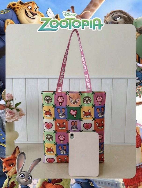 NEW 15” ZOOTOPIA Logo Purse NICK Shoulder Bag JUDY FLASH Tote PAWPSICLES PINK gallery