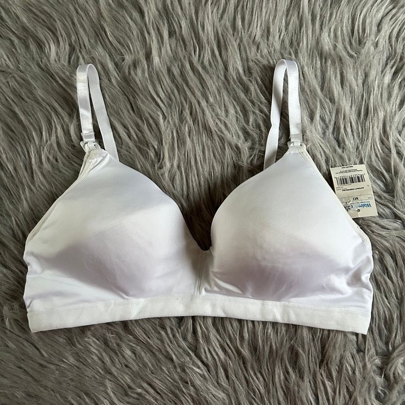 Wirefree Maternity Nursing Bra Women Size M1 Medium White Wireless Lightly Lined