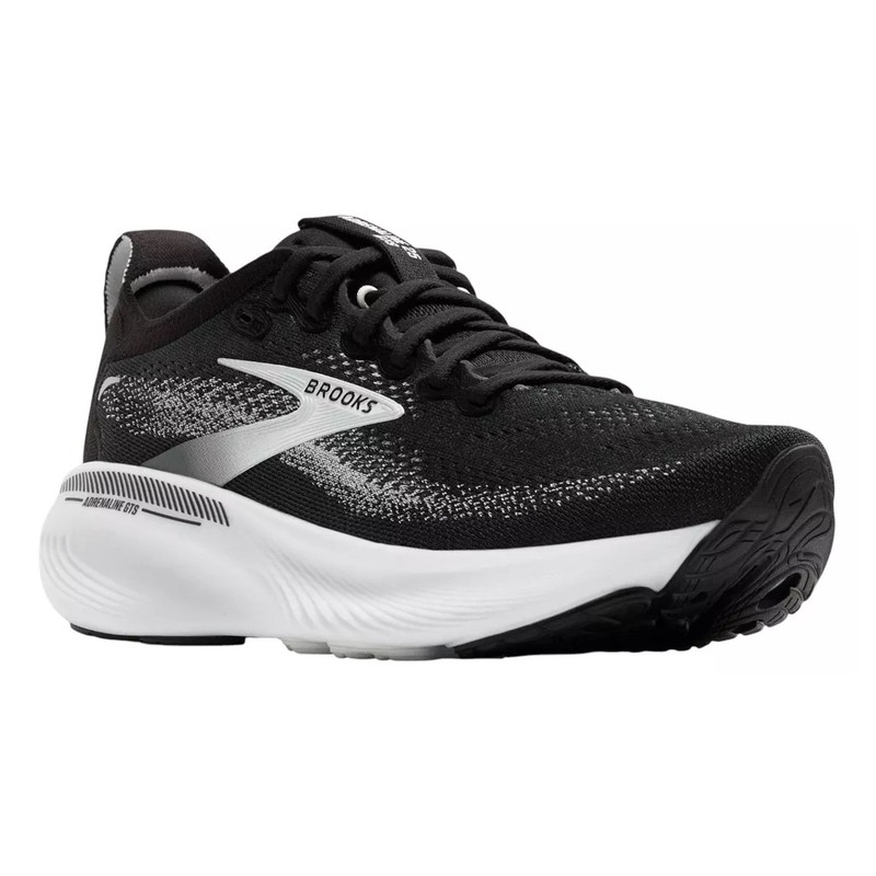 Brooks Men’s Adrenaline GTS 25 Running Shoes, Black/Grey/White, Wide/2E