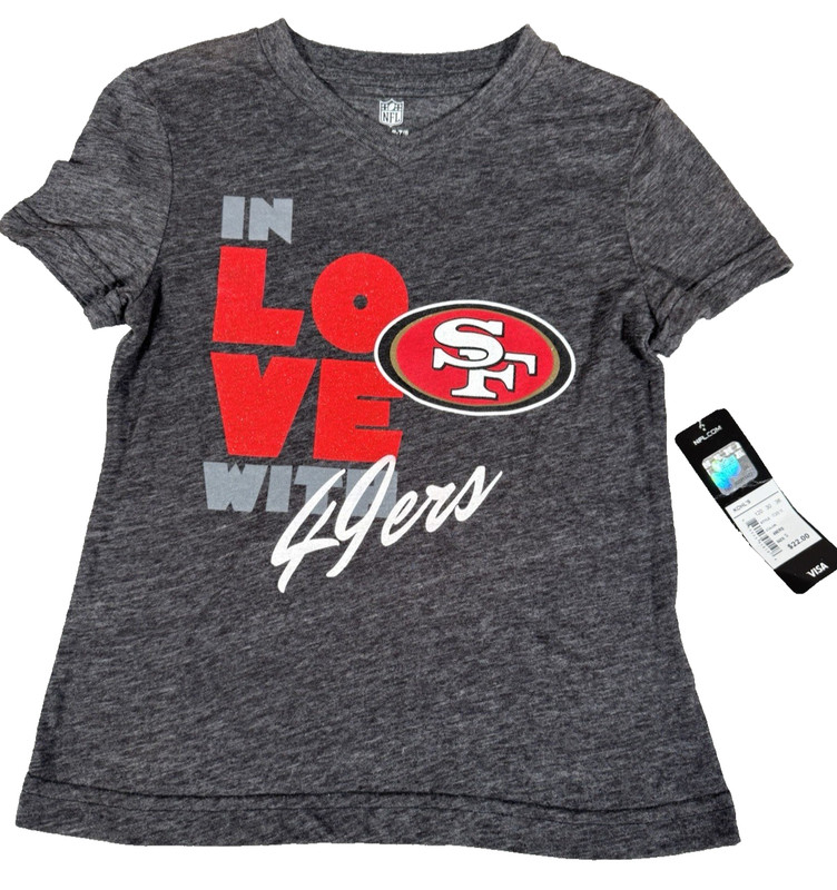 NFL San Francisco 49ers Girl’s Large T-Shirt Short Sleeve Gray Graphic Tee NWT