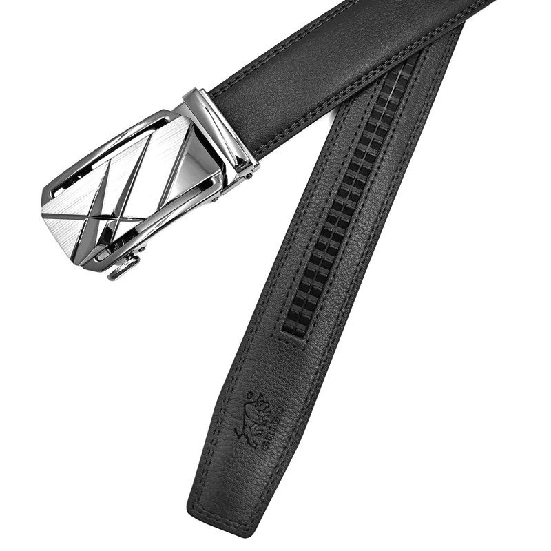 Genuine Leather Mens Ratchet Belt Belts For Man Adjustable Automatic Buckle gallery