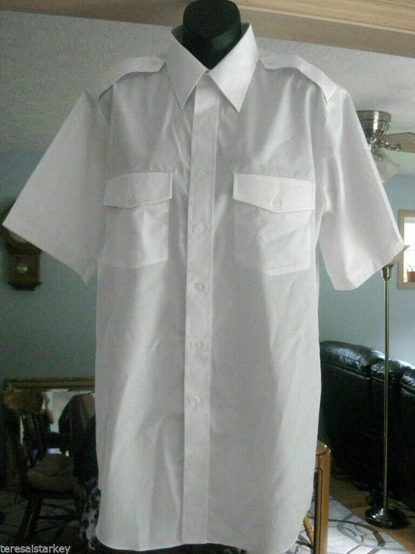 Edwards Men shirt white navigator police short sleeve medium large XL 2x T NEW