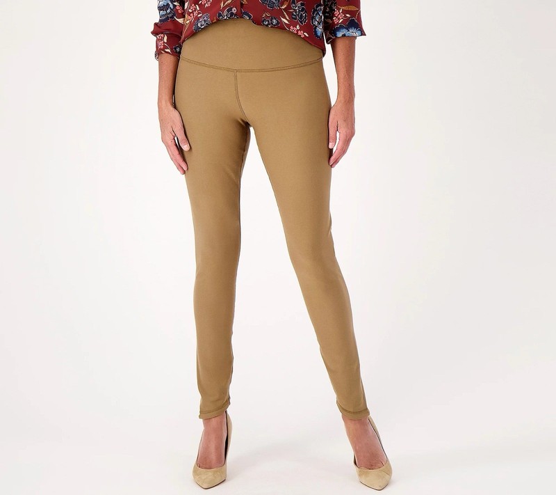 Women With Control Renee’s Reversible Skinny Pants Size PL Taupe Olive A549033